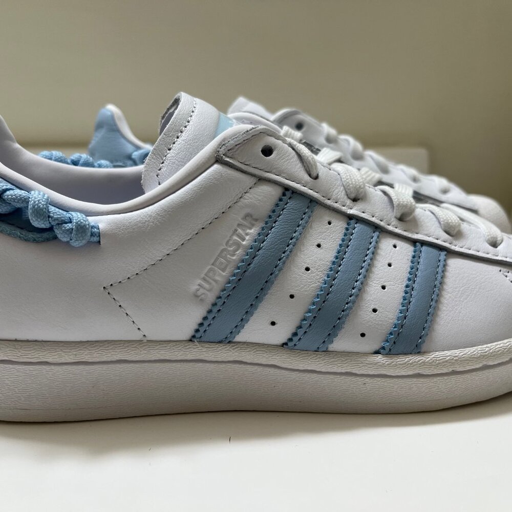 Adidas Superstar Knotted Rope White Clear Sky Women's 6 New With Box GZ3445 - Picture 3 of 6
